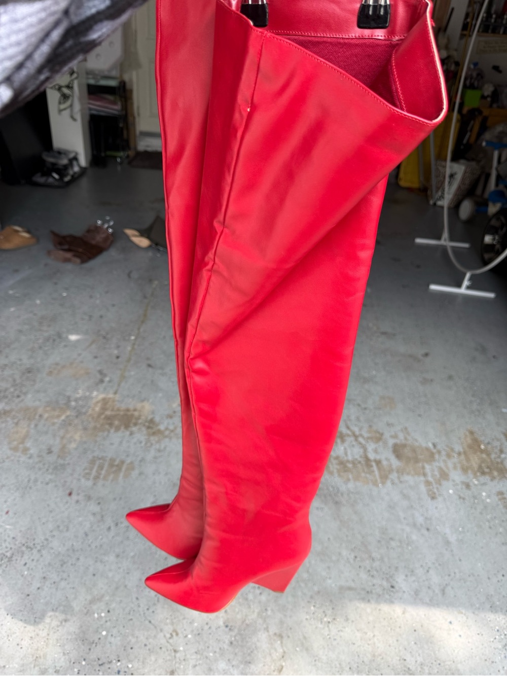 Fashion Nova Red Over-the-Knee Pointed Toe Boots worn once - Picture 2 of 4